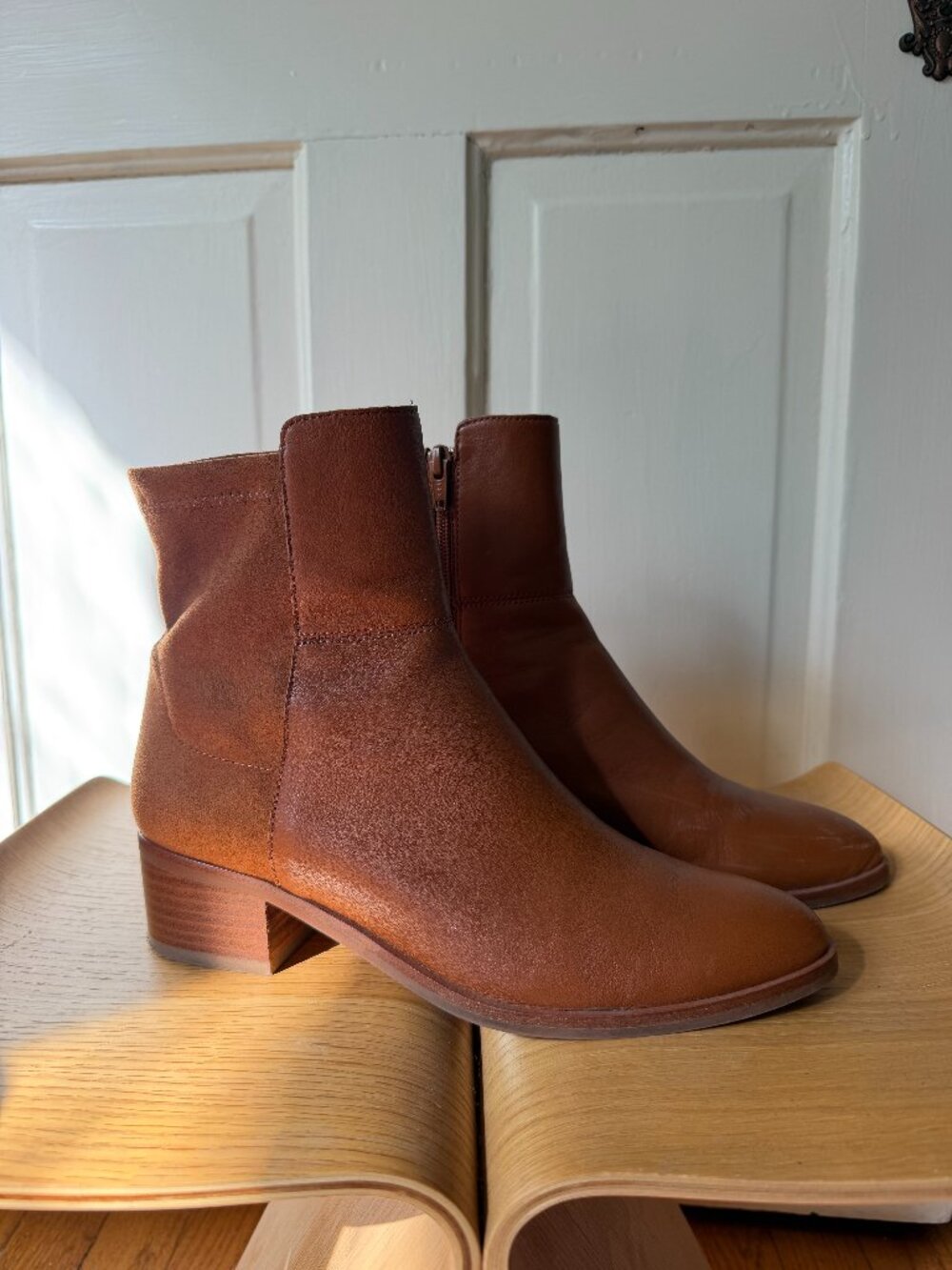 Anthropologie leather and suede ankle boots